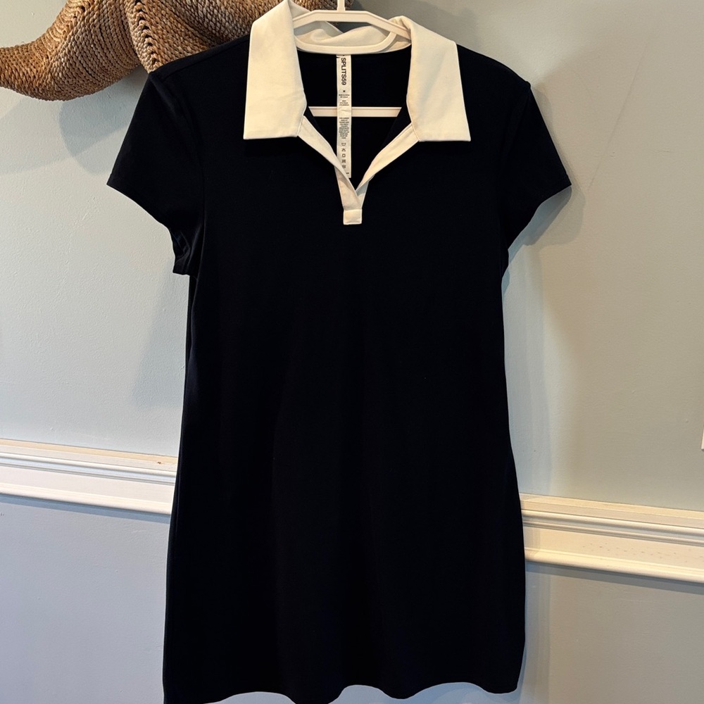 Splits59 Polo Airweight Dress in Indigo Dark Blue with White Contrast Collar - Picture 4 of 5